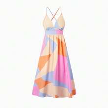 PatPat Family Matching Outfits Set Colorblock Sleeveless Strappy Dress Or Short-Sleeve T-Shirt - 彩色 - 查看 7