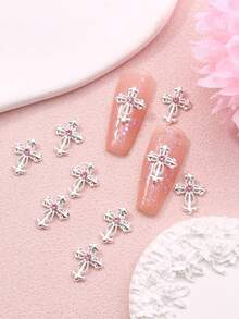 10 piezas de decoraciones de uñas con forma de cruz brillante, pegatinas para uñas, esenciales para los entusiastas del arte de uñas - Multicolor - Ver 5
