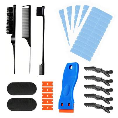 21 In 1 Hair Extension Tool Set, Includes Extension Glue, Comb, Hair Clips & Glue Remover, Portable DIY Hair Extension Kit For Easy Application
