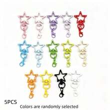 5pcs Candy Color Pentagram Lobster Clasp Spring Rings, DIY Keychain Creative Rotating Pendant Accessories - Five-pointed Star Keychain - View 5