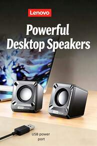 Lenovo A01 Mini Desktop Speaker, 3 Sound Field Modes, Gaming Speaker, 52mm Full Magnet Dual Speakers, 30° Angle Design, USB Wired Computer Speaker, Suitable For Laptops And Desktops. - View 1