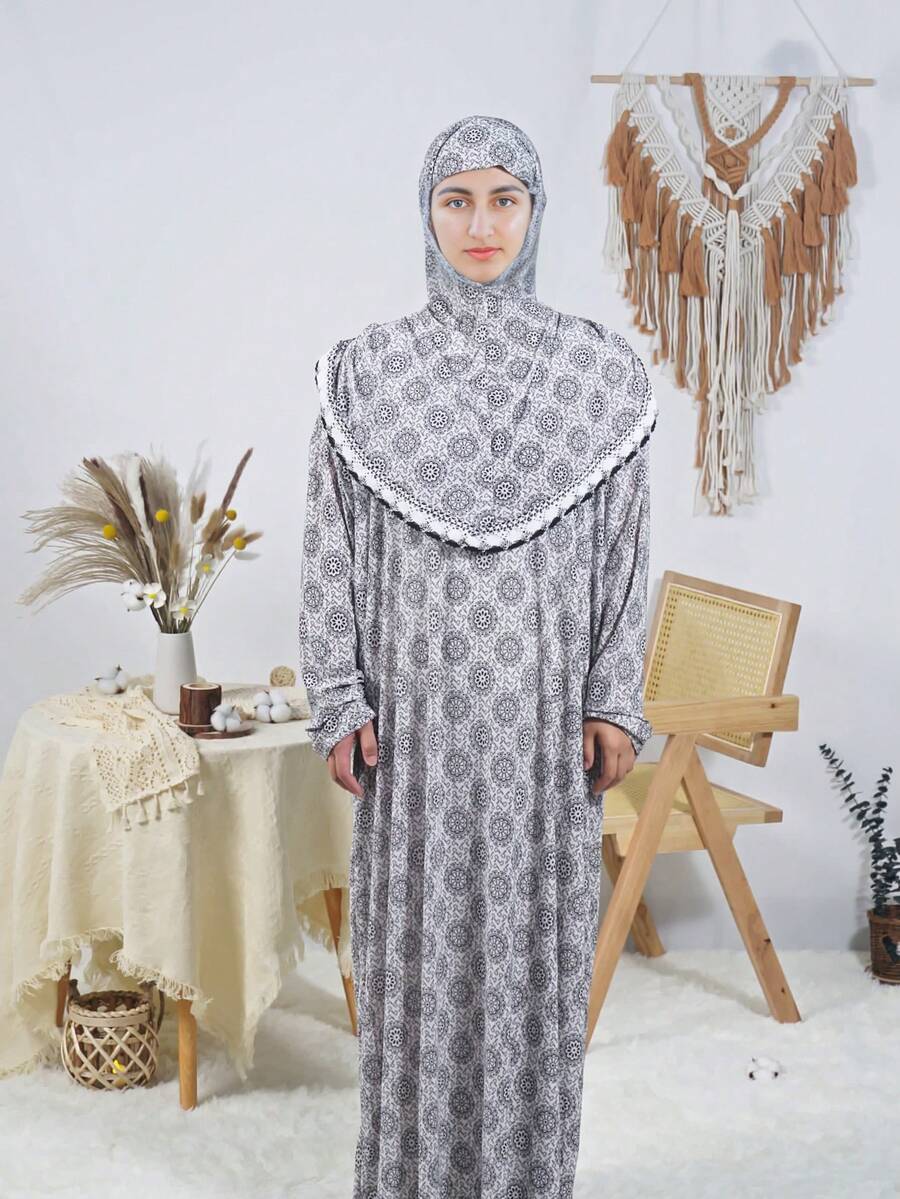 Long Loose Soft Breathable Festival Prayer Robe, Suitable For Women's Daily Wear And Festival Prayer Black - Black - View 1