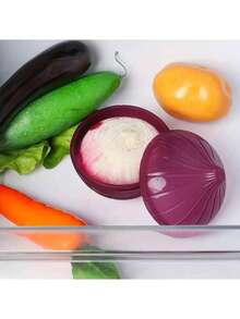 Conjunto de 2 recipientes para armazenar limão e cebola - Tampa dobrável, lavável à mão, recipientes plásticos multiuso para freezer, sem necessidade de eletricidade - Adequados para cozinhar e embalar frutas e vegetais. - Multicolorido - Ver 2