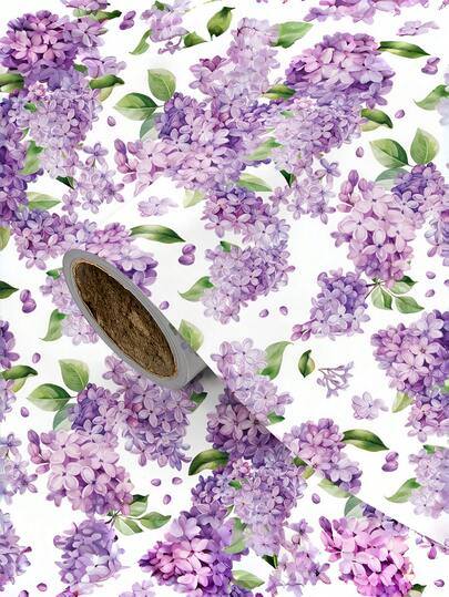 1 Cuộn Giấy Gói Quà Hoa Tử Đinh Hương Màu Nước | Họa tiết hoa tử đinh hương màu nước - Lý tưởng cho quà tặng tiệc trà mùa xuân, quà tặng thanh lịch cho bạn bè thân thiết, hộp quà hoa và trang trí nhà cửa sang trọng - Kích thước: 43cm x 300cm (17in x 9.84ft)