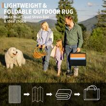Striped Outdoor Area Rug, Waterproof Outdoor Rug,Reversible Outdoor Rugs, Patio Plastic UV Resistant Garden Rug, Plastic Straw Rug With Portable Bag For Front Door, Kitchen, Entryway, Patio, Porch - Blue/Orange/Yellow/White-8*10ft(244*305cm) - View 11