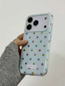 柔和奶油蓝波点箔纸手机壳，适用于 17 Pro Max、Apple 17 和新款 15 Pro、16 Pro Max，防摔保护套，韩版女性化风格 - 彩色 - 查看 2