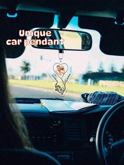 Customized Acrylic Couple Hand-In-Hand Car Hanging Ornament, Personalized Car Photo Frame, Couple Gift, Car Decor, Mother's Day Memorial Gift, Car Rearview Mirror Decoration, Father's Day/Birthday/Graduation Gift, Home Decor, Multifunctional, Exquisite, Fashionable, High-Quality, Personalized, Unique, Tea Room, Home, Garden, Office, Anniversary, Valentine's Day, Mother's Day, Father's Day, Wedding, Housewarming, Custom Crafts, Create A Warm Atmosphere