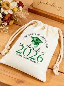 Bolsa de cordón personalizada para graduación, bolsa de regalo personalizada con texto "Clase de 2026", bolsa de fiesta de graduación con transferencia de calor de tinta blanca, bolsa de dulces para graduados, bolsa de celebración de graduación de universidad y escuela secundaria, bolsa de felicitaciones personalizada con nombre para estudiantes, compañeros de clase e invitados - Multicolor - Ver 7