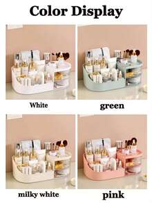 Skincare Product Storage Box, Vanity Storage Box With Drawers, Desktop Cosmetic Storage Box, Containing Lipsticks, Brushes, Eyeshadows And Makeup Brushes, For Desktop Organization. - View 3