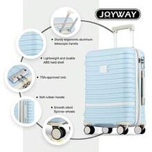 Joyway - maletas 3 piezas equipaje extensible con rueda giratoria equipaje concha dura con cerradura TSA 1/20inch Laggage de viaje - Beige azul claro - Ver 4