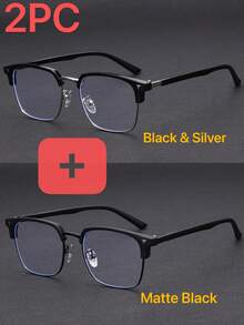 1pc Men's Metal Half-Frame Business Retro Non-Prescription Glasses, Suitable For Daily Wear, Playing Computer Games, Office Work - Multicolor - View 18