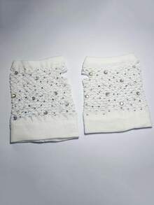 1 Pair Women's Short Punk Style Hollow Mesh Sexy Fingerless Gloves With Rhinestones,Travel,Festival,Party,Camping - Multicolor - View 3