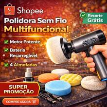 Polidor Multifuncional Para Carros E Pisos Com Motor Potente E Design Portátil Enceradeira Automotiva Brilho Espelhado - Preto - Visão 7