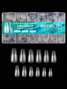 SGIAWETA-600Pcs Full Cover Press On Nail Tips Stiletto Almond Square Coffin French False Soak Off Gel Nail Extension Tips Capsule Press On Nails Nail Supplies-Birthdaygift - Thông thoáng - Xem 3