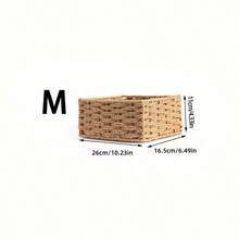 天然米色编织收纳篮，开放式编织设计，坚固的藤条结构，适用于浴室、卧室、客厅、宿舍、办公桌、家居、办公室或礼品装饰收纳，节省空间，用途广泛。 - 編織籃 - 查看 15