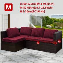 1pc Corn Kernel Jacquard Outdoor Sofa Seat Cushion Cover, Water-Resistant Solid Color Polyester Elastic Removable Half-Wrapped Sofa Cushion Cover, For Patio, Terrace, Garden Sofa - Burgundy - View 8