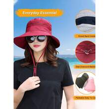 1pc Unisex Wide Brim Bucket Hat | Daily Sun Protection Hat - UPF50+ Sun Protection, Adjustable, Windproof & Water-Resistant - 彩色 - 查看 6