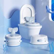 3-In-1 Children's Toilet, Home Baby Potty Seat With Footstool, Toilet Training Potty - Blue - View 4