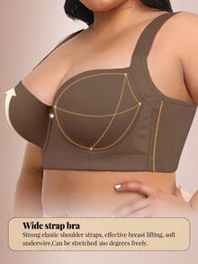 mimilemon Mocha Brown Seamless Plus Size Women's Bra, Smooth Minimalist Lift-Up Underwire Bra - Mocha Brown - View 4