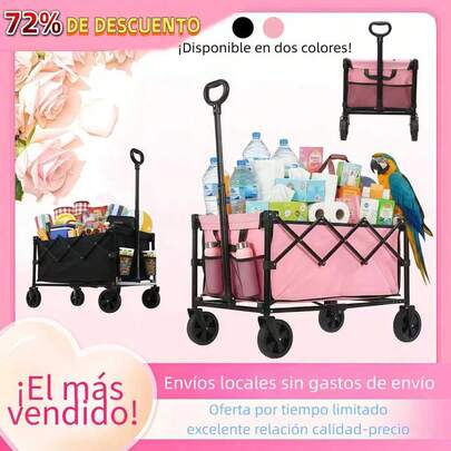 Carro de compras plegable Carrito plegable para compras, con bolsa reutilizable, ideal para supermercado carrito plegable para playa