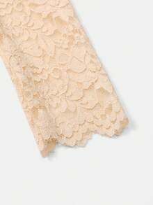 New Summer Women Lace Slim Fit Stand Collar Half Sleeve Elegant Blouse - Apricot - View 6
