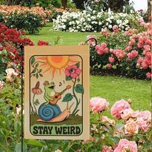 1pc, A Frog Strumming A Guitar While Sitting On A Snail, Creating A Garden Flag, Sturdy And Water-Resistant, Measuring 12X18 Inches, Garden Decor | Double-Sided Flag, Suitable For Outdoor Use, Flagpole Not Included - A - View 7