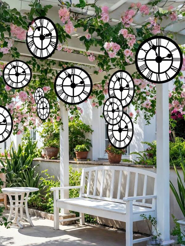 4/24pcs/Set Relojes Colgantes, Reloj de Decoración de Fiesta de Té de Alicia en el País de las Maravillas, Reloj Curioso de Fondo, Para Reloj de Fiesta Colgante Guirnalda de País de las Maravillas Decoración de Baby Shower Para Suministros de Fiesta de Cumpleaños Baby Shower