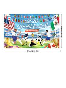 1pc 2026 World Cup Football Flag Background Banner, Large World Cup Background Banner Suitable For Desktop, Wall, Garden, Indoor/Outdoor Party Decoration, World Cup Cheering, World Cup Football Match, Football Fans, Photo Props, Bar Decor, Sports Theme Decoration - A - View 7