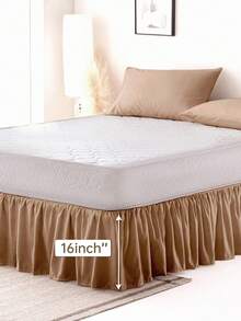 1 pieza Falda de cama con volantes básica y ligera, estilo clásico, suave y de moda, 100% tela de microfibra, caída de 16 pulgadas, color caqui. Adecuado para el hogar y la residencia estudiantil, lavable a máquina, certificado Oeko-Tex - Caqui - Ver 4