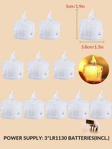 5/12/24pcs Acrylic Crystal Drip Pattern LED Electronic Candle Lights (With Batteries), Rose Pattern Projection Tea Candle Lights, Simulated Flameless Candle Lights, Suitable For Weddings, Valentine's Day, Holidays, Home Decor, Dining Table Decor - Warm Light - View 8