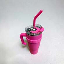 1.2 Liter Thermal Water Bottle, 1200ml Stainless Steel Straw Thermal Cup With Handle And Lid For Travel/Gym - PINK DO CABO PINK - 查看 3