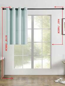 1片/2片亚麻质感薄纱窗帘，仿亚麻纹理半透明窗帘，适用于客厅卧室；仿亚麻薄纱窗帘，透光纹理亚麻混纺窗帘，家居装饰；现代仿亚麻纹理薄纱窗帘，适用于客厅卧室家居装饰 - 綠色 - 查看 13