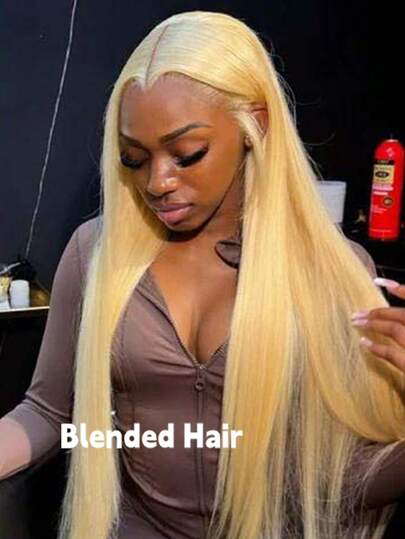 180% Density 13*4 Lace Front Wig #613 Blonde, Pre-Plucked With Baby Hair, Glueless Wig Blended Hair For Women, Natural Hairline, Brazilian Virgin Hair, Comfortable For Daily Wear