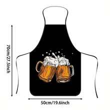 1pc Funny Beer Mug Printed Apron, Black Background Contrasting Beer Cheers Pattern, Durable Cooking Apron Suitable For Bakers, Cake Decorators, BBQ Enthusiasts, Gardeners, Painters, Manicurists - Perfect Gift For Home And Professional Chefs - Multicolor - View 8