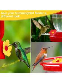 蜂鸟喂食器替换花朵塑料蜂鸟喂食器配件，宠物鸟喂食器，户外悬挂式喂食器，喂食孔 - 均碼 - 查看 9