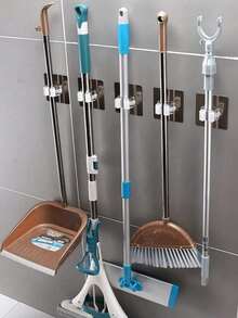 5件組多功能拖把掃帚掛鉤、鍋具夾、壁掛式掃帚夾（黏貼掛鉤安裝後請等待8小時再放置拖把）、自黏式拖把掃帚掛鉤、可拆卸防水防滑掛鉤，適用於居家浴室、廚房、花園和車庫的收納整理，免鑽孔強力壁掛拖把掛鉤，防水拖把收納架 - 彩色 - 查看 2