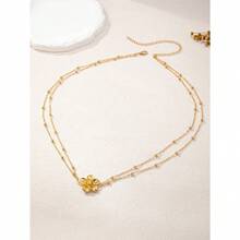 1pc Women Waist Chain Gold Metal Five Leaf Flower Beaded Waist Ornament Elegant Exquisite Waist Chain Delicate Texture Light Luxury Versatile Comfortable To Wear Body Shaping Design Suitable For Beach Vacation Bikini Matching Daily Outing Leisure Outfits For Adult Ladies Elegant Fashion Popular Style Exquisite Luxury Accessory Beautiful Matching Not Easy To Fall Off Ideal Gifts For Girlfriends Friends Early Summer Summer Warm Holiday Presents - 黃金 - 查看 5