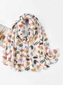 1 chiếc Abaya nữ kèm khăn choàng in hình chó mèo, phong cách đường phố đa năng, thích hợp đi biển và đi nghỉ mát. - Nhiều màu - Xem 6