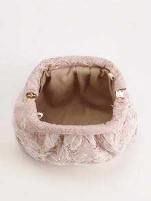 1 Stück elegante rosa Spitzen-Clutch für Frauen, bestickter Blumen-Abendtasche, Braut-Hochzeits-Clutch geeignet für Party, Urlaub, täglichen Gebrauch, ideales Geschenk zum Valentinstag & Muttertag - Pink - Übersicht 6