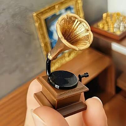 1/2 chiếc mô hình máy hát đĩa mini cổ điển, máy hát đĩa thu nhỏ kiểu retro, trang trí cảnh nhà búp bê tỷ lệ 1:12, phụ kiện nhà búp bê, đồ thủ công bền chắc, thích hợp cho trang trí tiểu cảnh DIY, phụ kiện âm nhạc, nhạc cụ thu nhỏ, trang trí vườn cổ tích, đạo cụ chụp ảnh, vật trang trí cảnh thu nhỏ, trang trí phòng khách, trang trí phòng ngủ, trang trí bàn làm việc, trang trí bàn văn phòng.