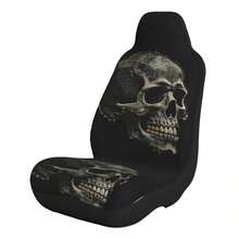 1件黑色背景骷髅印花通用汽车座椅套 - 仿貼布 - 查看 7