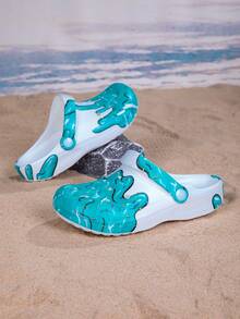 New Women's All-Season Garden Shoes, Adjustable Loose Flat Slippers, Bedroom/Travel/Beach Slides, Closed Toe Sandals - Baby Blue - View 1