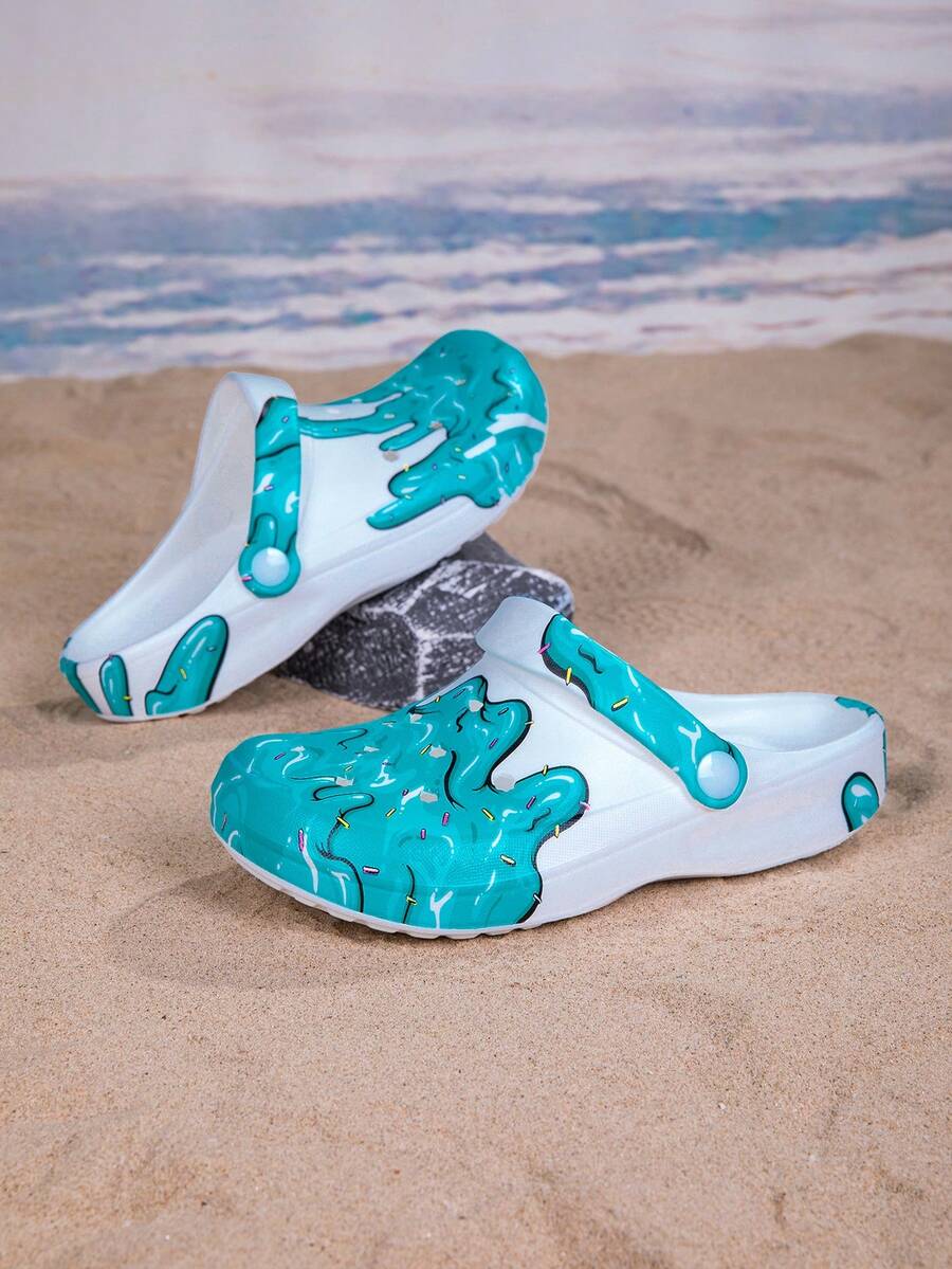 New Women's All-Season Garden Shoes, Adjustable Loose Flat Slippers, Bedroom/Travel/Beach Slides, Closed Toe Sandals - Baby Blue - View 1