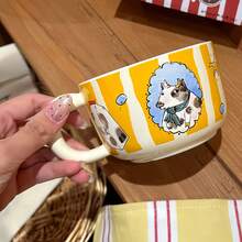 1个复古马戏团陶瓷咖啡杯，釉下彩工艺，适合日常使用，家居、餐厅、咖啡馆、办公室、礼品、节日礼品。 - 彩色 - 查看 7