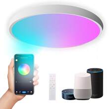 支持 2.4G+5G 无线网络和 HomeKit 的可调光 LED 吸顶灯，带遥控器，24W RGBCW LED 吸顶灯，2400LM 圆形 LED 吸顶灯，3000k-6000k 色温，现代风格，适用于浴室、客厅、卧室 - HomeKit - 查看 8