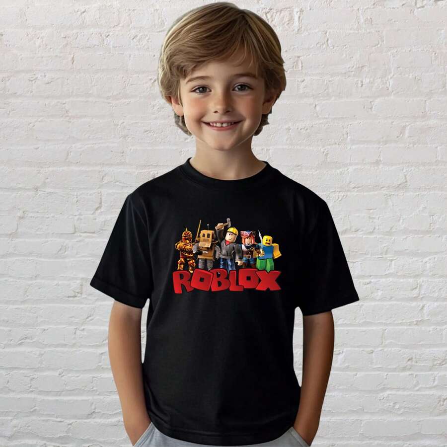 ROBLOXS Youth T-Shirt, Gaming Birthday Gift Men Clothes,Tops For Women,Women Tops,Girls Clothes,Boys Clothes,Boys Tshirt,Tops For Girls,Summer Clothes,Funny T Shirts,Graphic Tee,Gym T Shirt,Tops For Going Out,Summer Holiday Outfits - màu đen - Xem 1