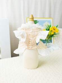 1件宠物公主裙，蕾丝荷叶边装饰小型犬衣服，轻便夏季套装，适合玩具贵宾犬和泰迪熊 - 淺粉色 - 查看 7