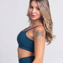 High-Support Polyamide Fitness Top With Double Lining. - 汽油藍 - 查看 4
