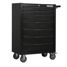 Tool Trolley (61.5 Cm) With 7 Drawers And Wheels, Rolling Metal Toolbox With Lockable Drawers, Storage Cabinet For Garage, Warehouse, Workshop - Black - View 1
