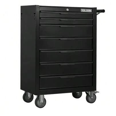 Tool Trolley (61.5 Cm) With 7 Drawers And Wheels, Rolling Metal Toolbox With Lockable Drawers, Storage Cabinet For Garage, Warehouse, Workshop